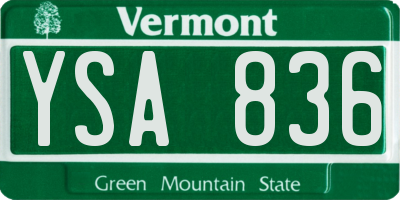 VT license plate YSA836