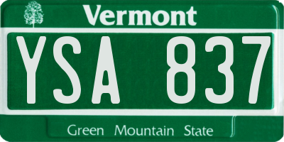 VT license plate YSA837