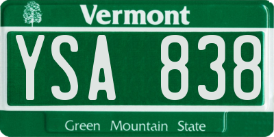 VT license plate YSA838