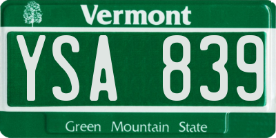 VT license plate YSA839
