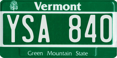 VT license plate YSA840