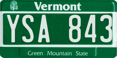 VT license plate YSA843
