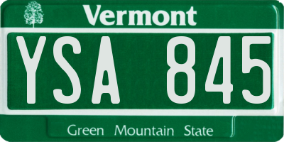 VT license plate YSA845