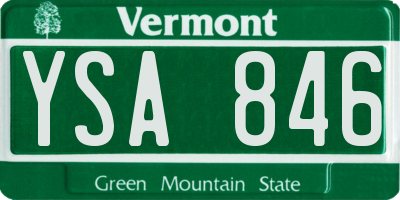 VT license plate YSA846