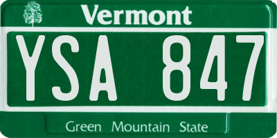 VT license plate YSA847
