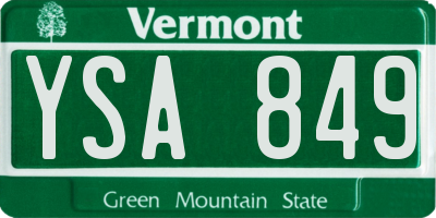 VT license plate YSA849
