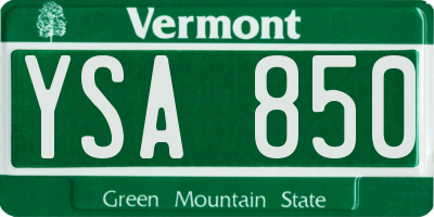 VT license plate YSA850