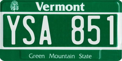 VT license plate YSA851
