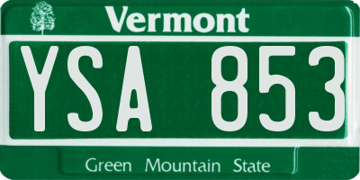 VT license plate YSA853