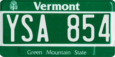 VT license plate YSA854