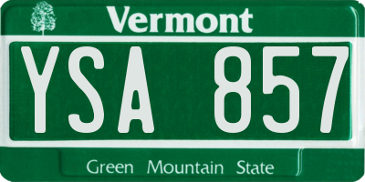 VT license plate YSA857