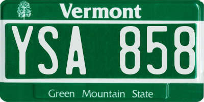 VT license plate YSA858