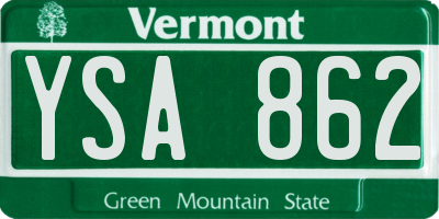 VT license plate YSA862