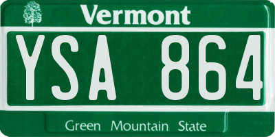 VT license plate YSA864