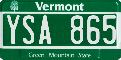 VT license plate YSA865