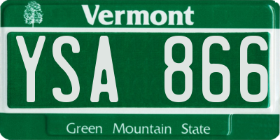 VT license plate YSA866