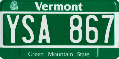 VT license plate YSA867
