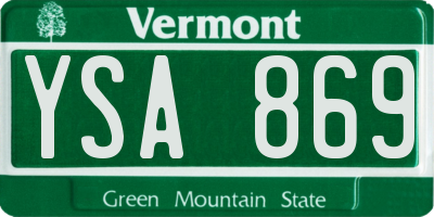 VT license plate YSA869