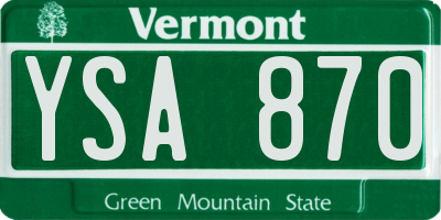 VT license plate YSA870