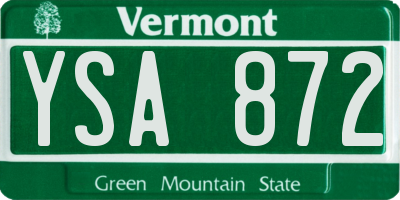 VT license plate YSA872