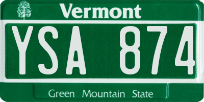 VT license plate YSA874