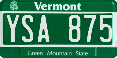 VT license plate YSA875
