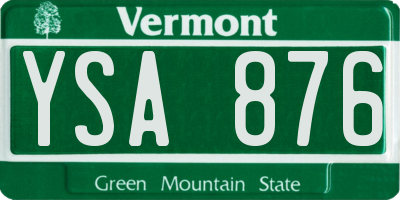 VT license plate YSA876