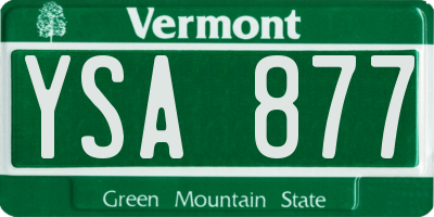 VT license plate YSA877