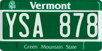 VT license plate YSA878
