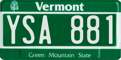 VT license plate YSA881