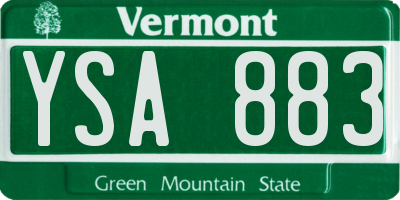VT license plate YSA883