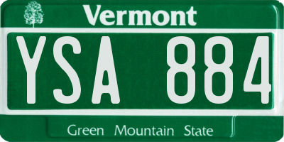 VT license plate YSA884
