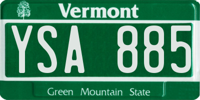 VT license plate YSA885