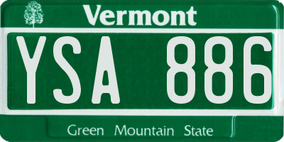 VT license plate YSA886