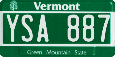 VT license plate YSA887