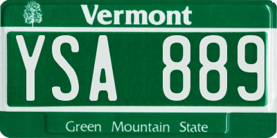 VT license plate YSA889