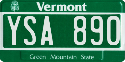 VT license plate YSA890