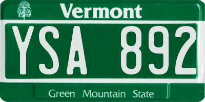 VT license plate YSA892