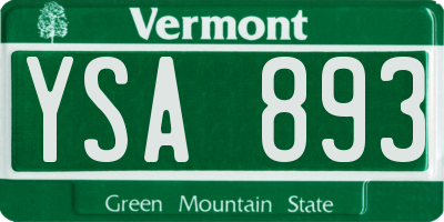 VT license plate YSA893
