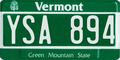 VT license plate YSA894