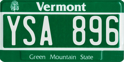 VT license plate YSA896