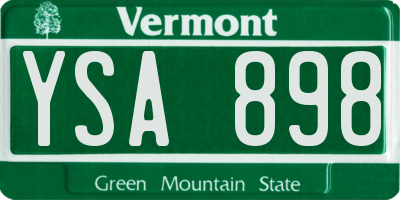 VT license plate YSA898