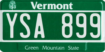 VT license plate YSA899