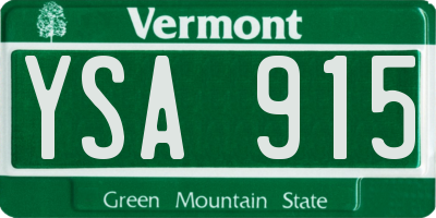 VT license plate YSA915