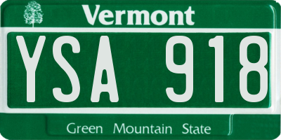 VT license plate YSA918