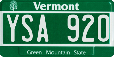 VT license plate YSA920