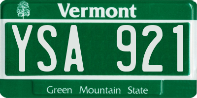 VT license plate YSA921