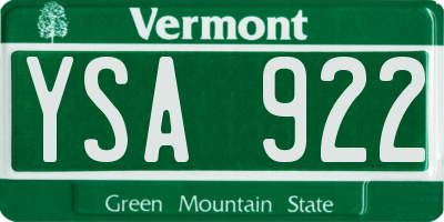 VT license plate YSA922