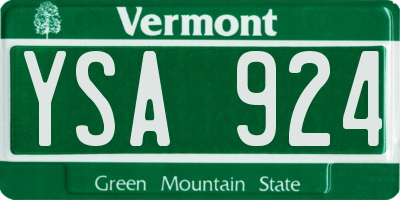 VT license plate YSA924