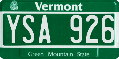VT license plate YSA926